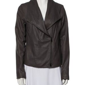 VINCE Women's black  Leather SCUBA ASYMMETRICAL JACKET S/P 100% GOAT LEATHER